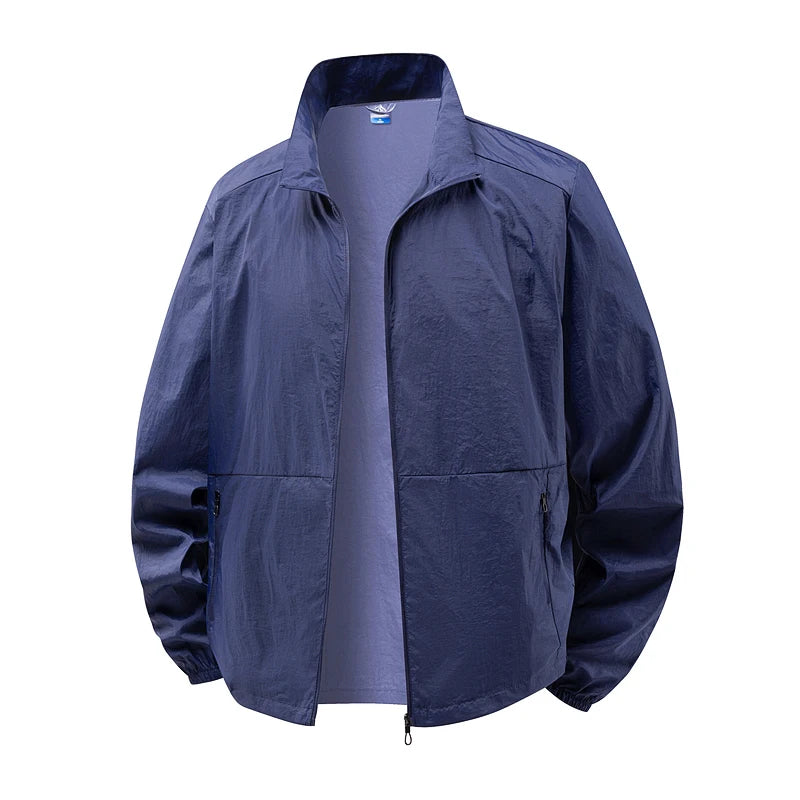 Collared Long Sleeve Full Zip Outdoor Hiking Jacket with Pockets