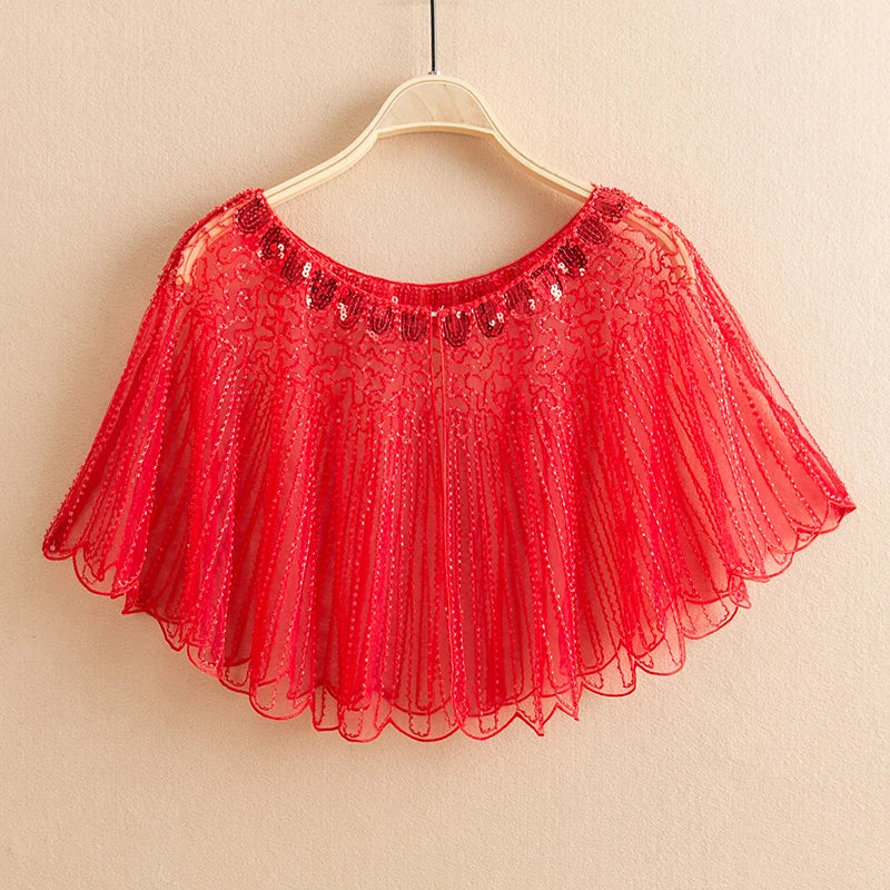 Beaded Scalloped Capelet for Layering over Dresses and Tops