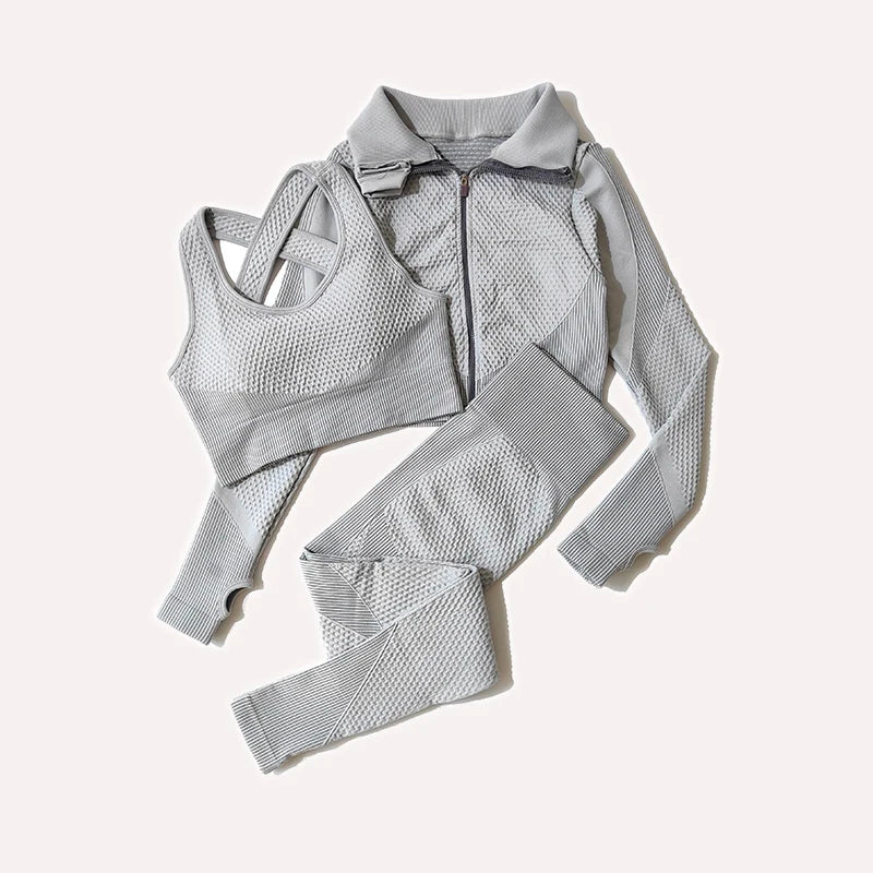 Women's Zip Jacket Bra And Leggings Yoga Set