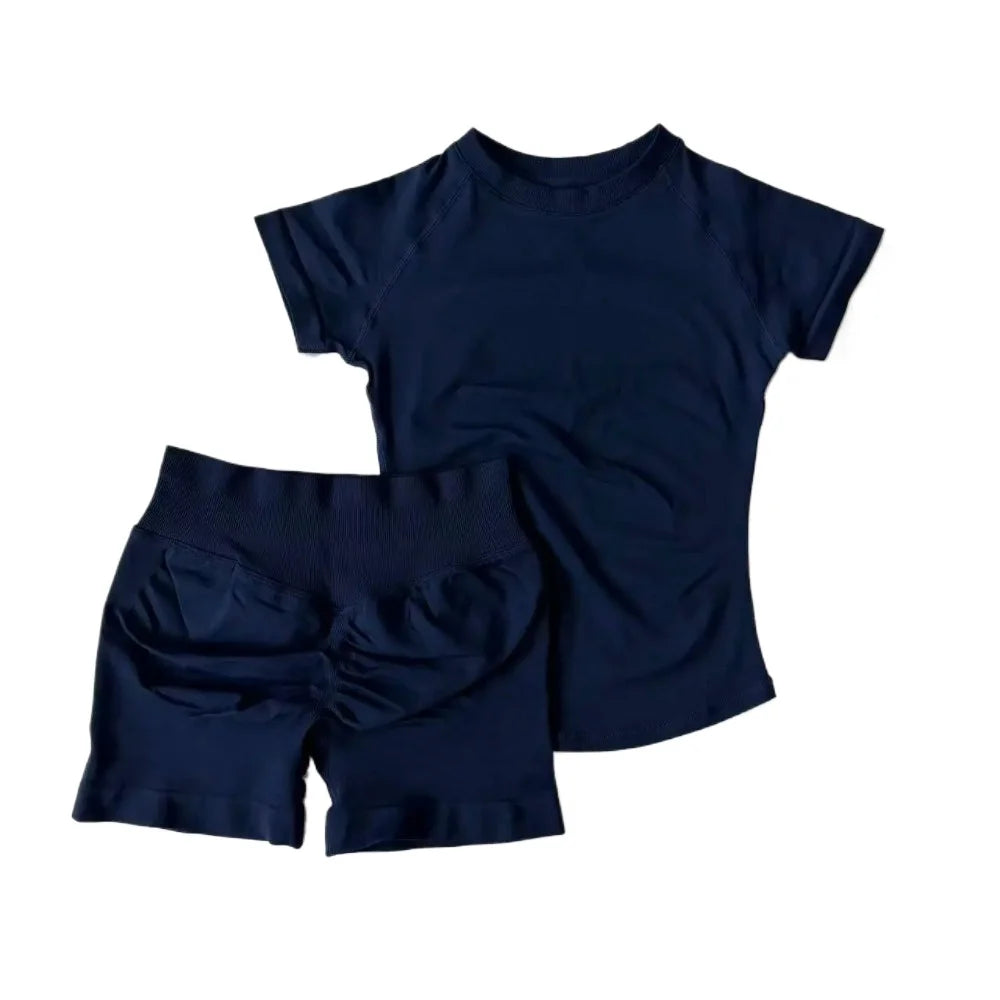 Women's Tee And Shorts Options Yoga Set For Workout Outfits