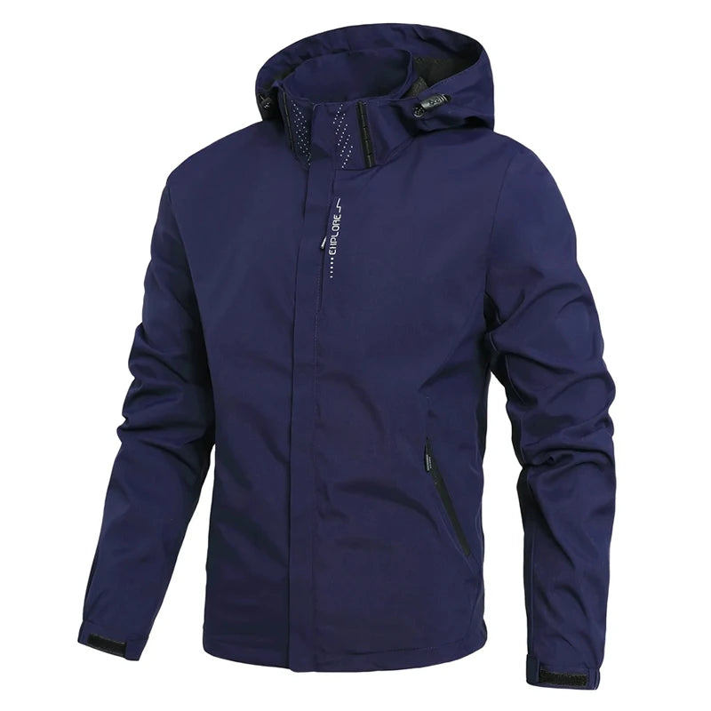 Hooded Long Sleeve Full Zip Outdoor Hiking Jacket with Pockets