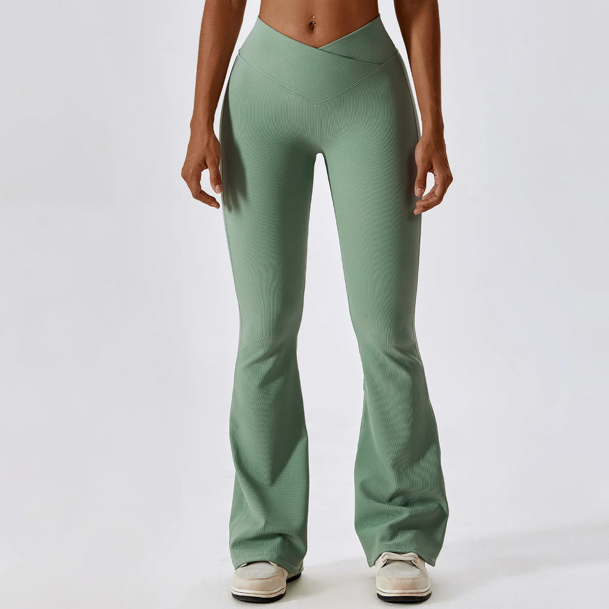 Women's Cross Waist Flared Leggings For Workout Outfits
