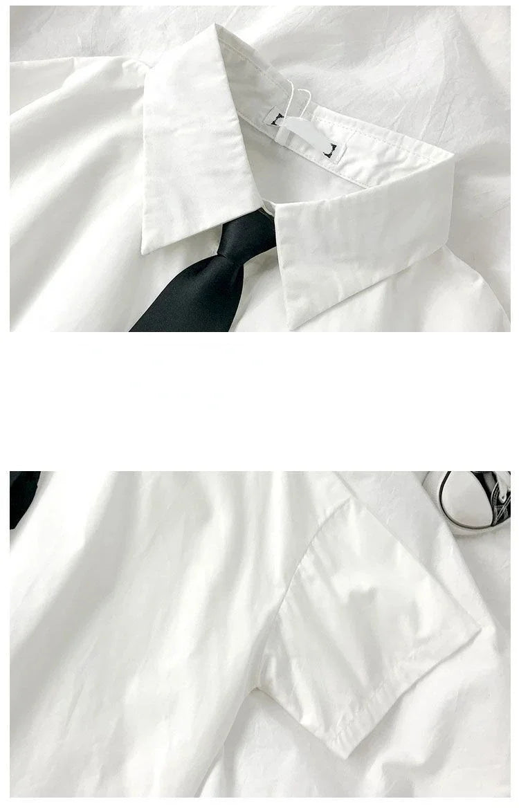Women's Short Sleeve Collared Shirt with Tie Option