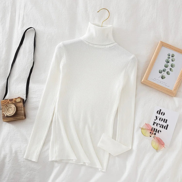 Women's Ribbed Mock Neck Long Sleeve Sweater Casual Knit Layer