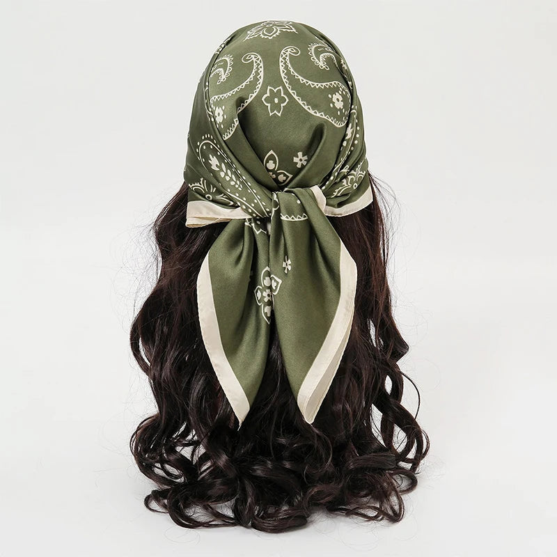 Floral Print Square Scarf for Head and Neck Styling