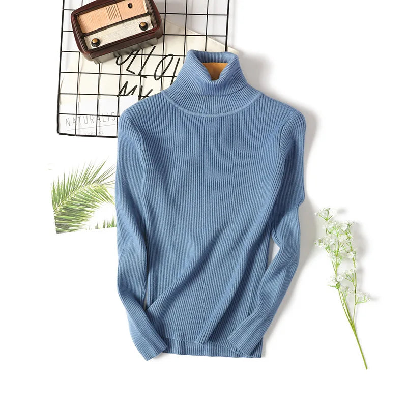 Women's Ribbed Mock Neck Long Sleeve Sweater Casual Knit Layer