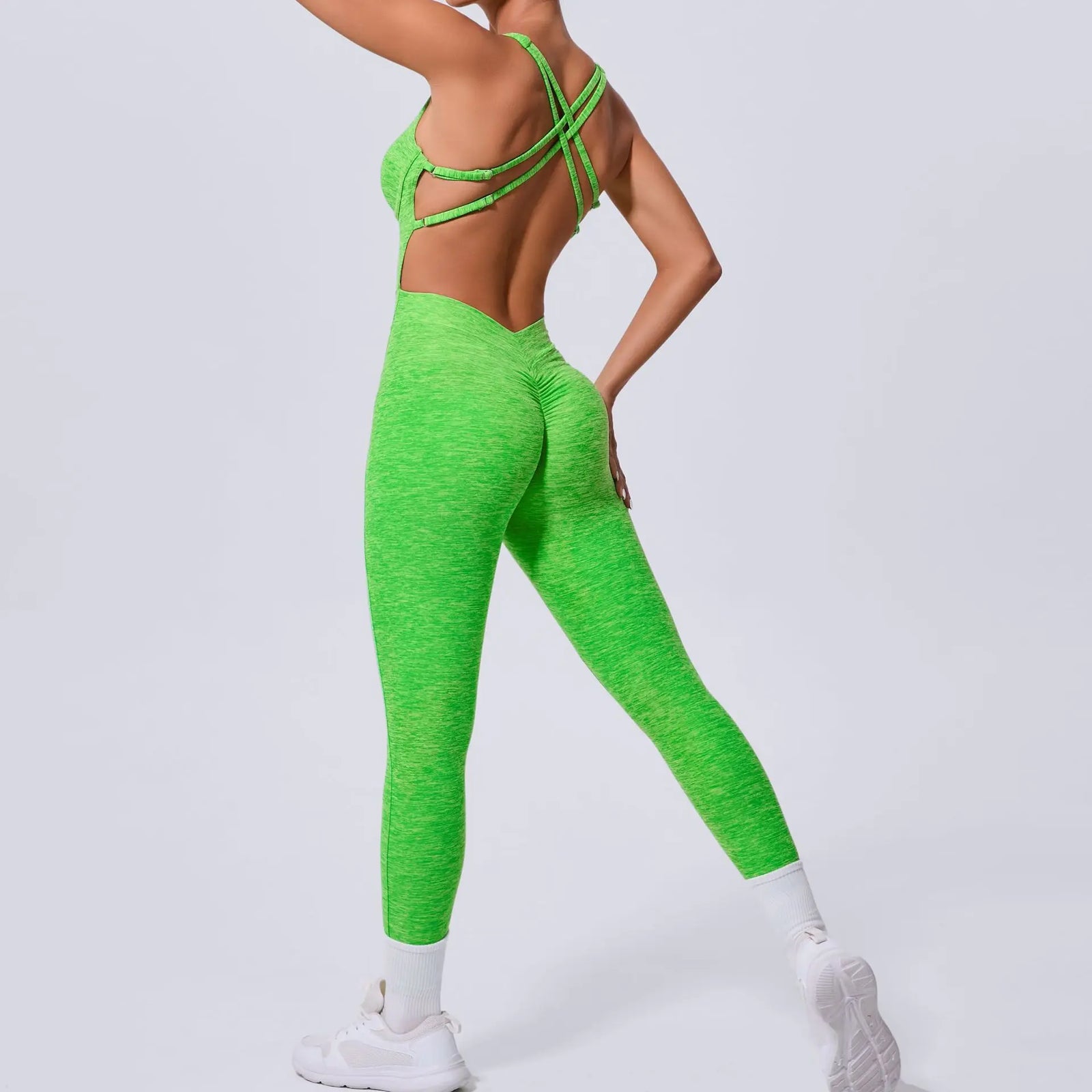 Women's Sleeveless Nylon Blend Workout Jumpsuit with Front Keyhole and Fitted Legs