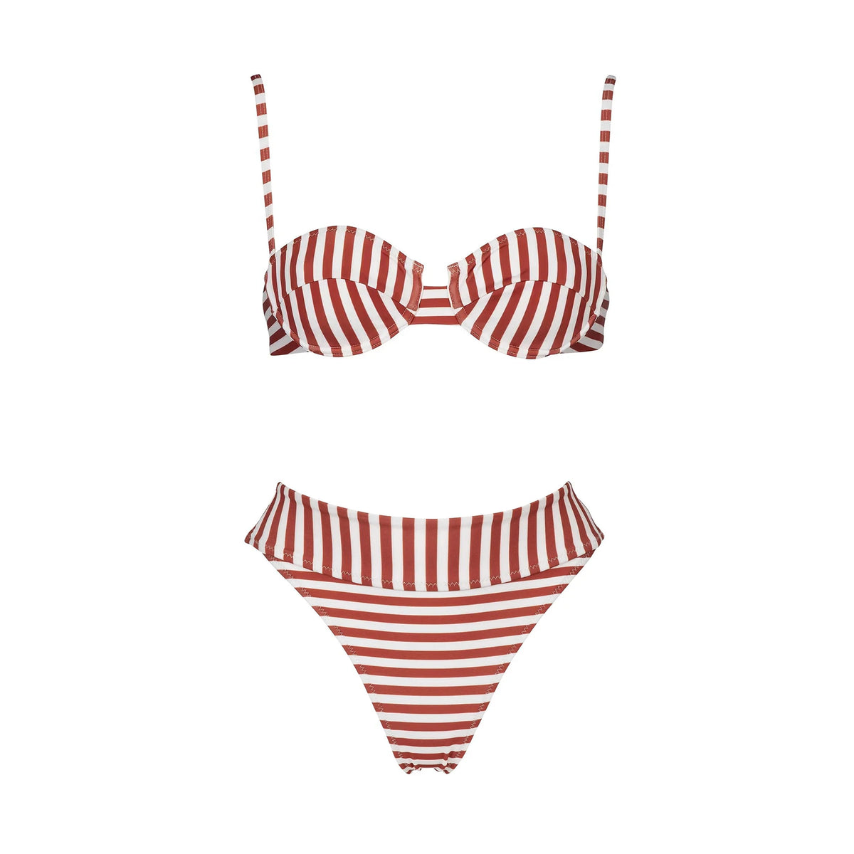 Striped Cutout One-Piece Swimsuit with Long Skirt