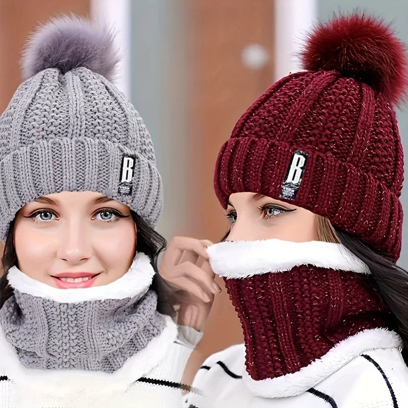 Winter Hat Scarf and Gloves Set with Two or Three-Piece Options