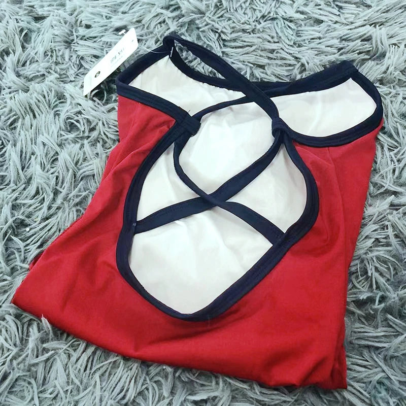 Cross Back Camisole Ballet Leotard with Contrast Straps and Mixed Sizes