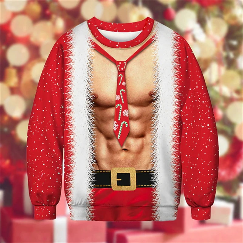 Christmas Costume-Effect Print Crewneck Long-Sleeve Sweatshirt
