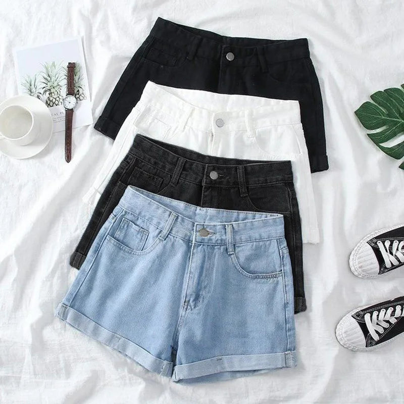 Women's Rolled Hem Denim Casual Denim Shorts For Everyday Outfits