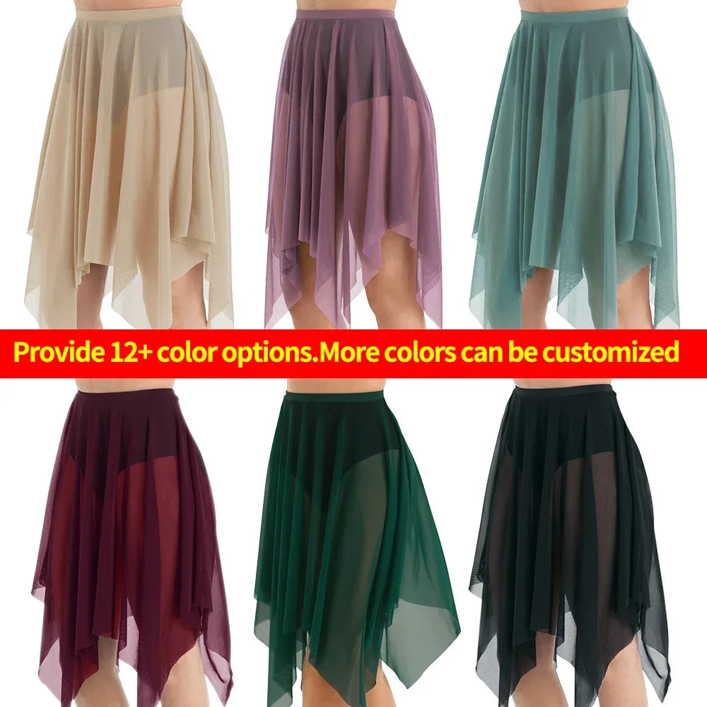 Handkerchief Hem Mesh Ballet Skirt with Child and Adult Size Options