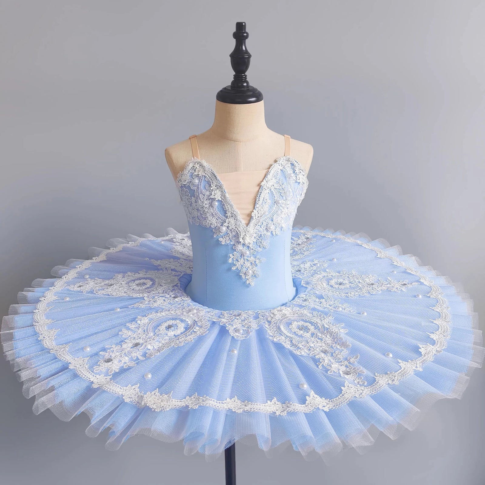 Girls' Pancake Ballet Tutu Dress with Decorated Bodice and Height-Based Sizes