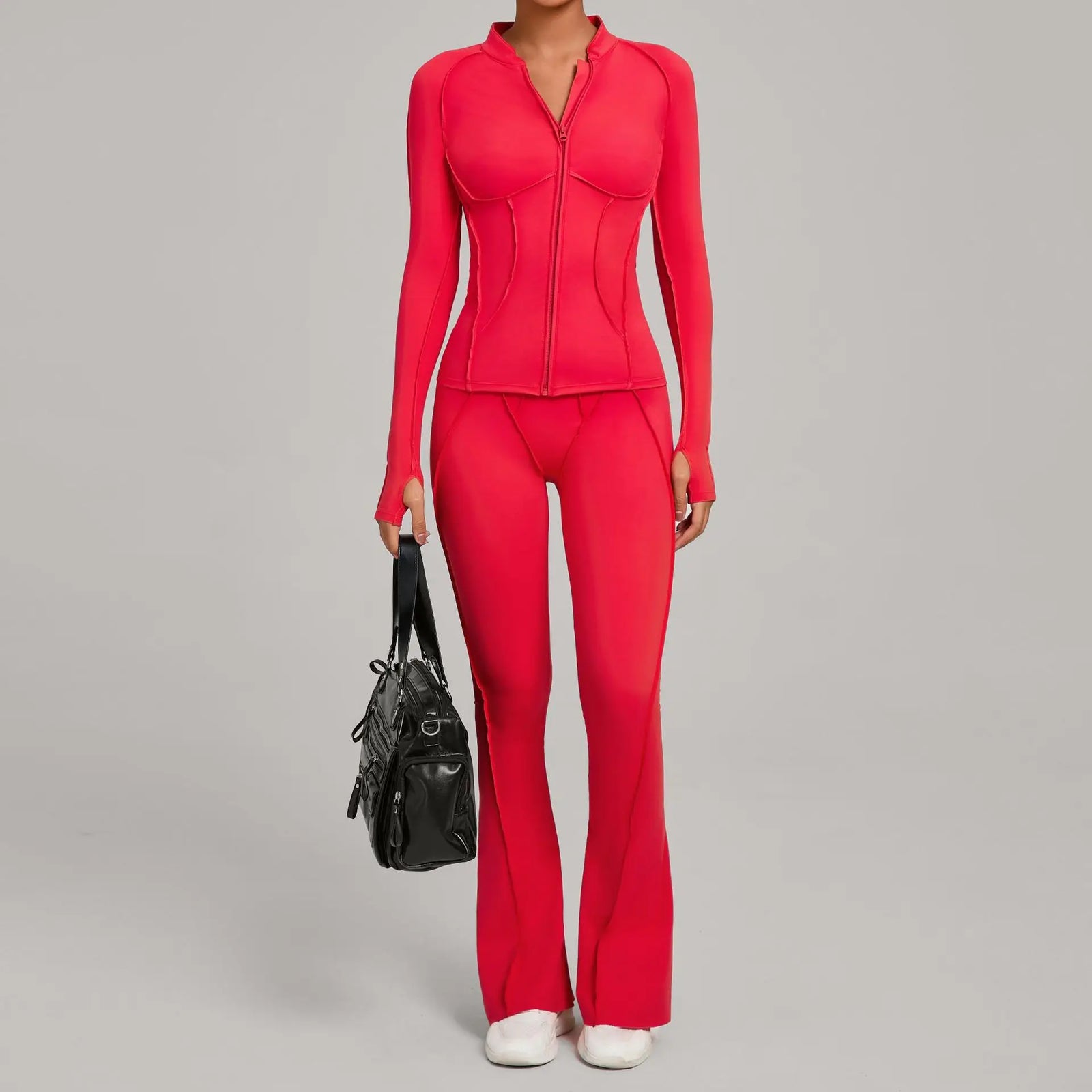 Women's Contrast Seam Bra And Leggings Yoga Set