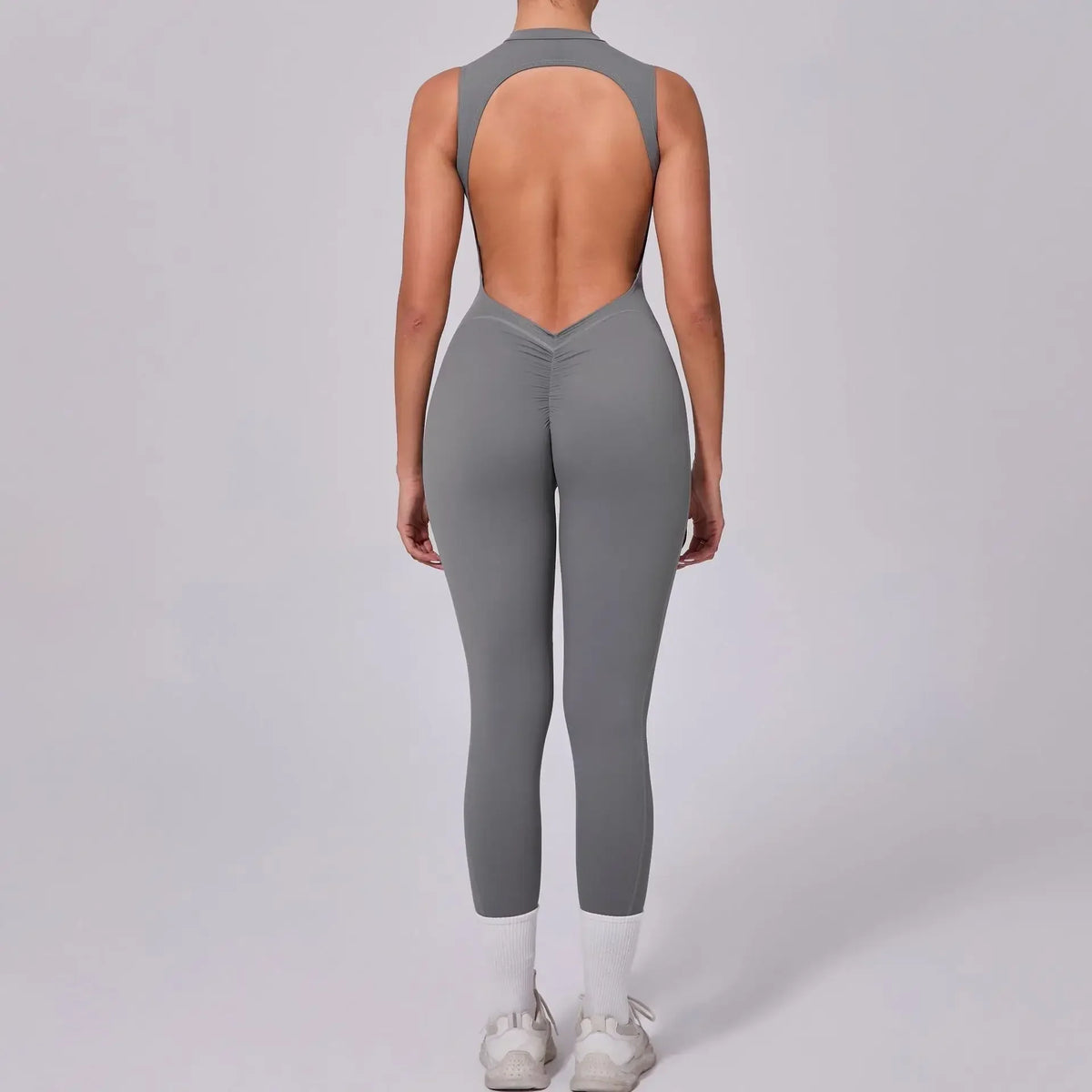 Women's High Neck Workout One Piece with Back Cutout and Leg Length Options