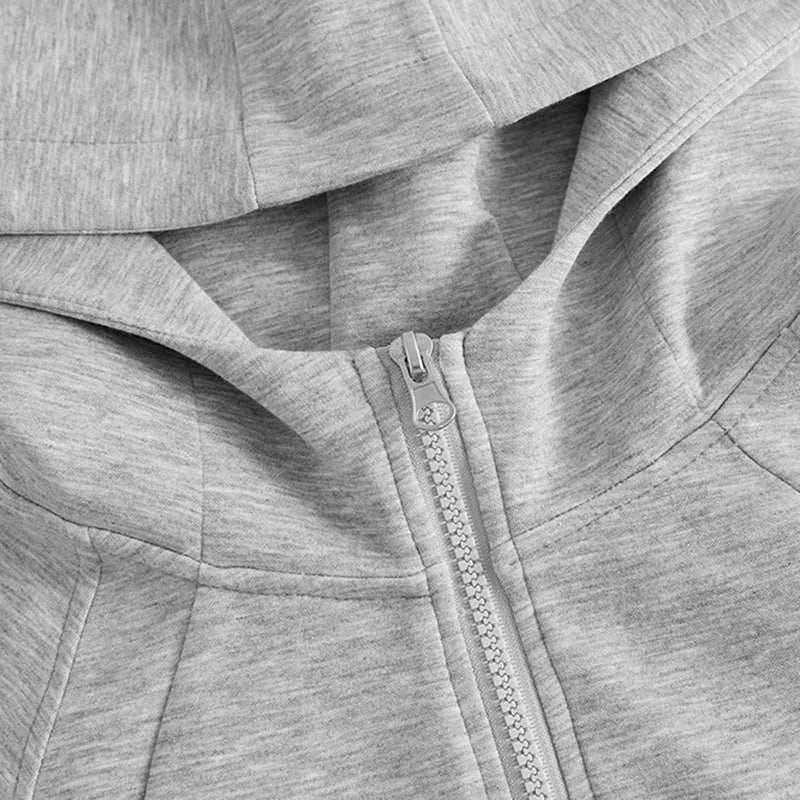 Long Sleeve Full Zip Casual Hooded Sweatshirt for Layering