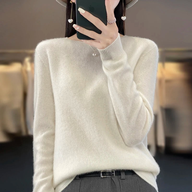 Women's Crew Neck Long Sleeve Sweater Casual Knit Layer