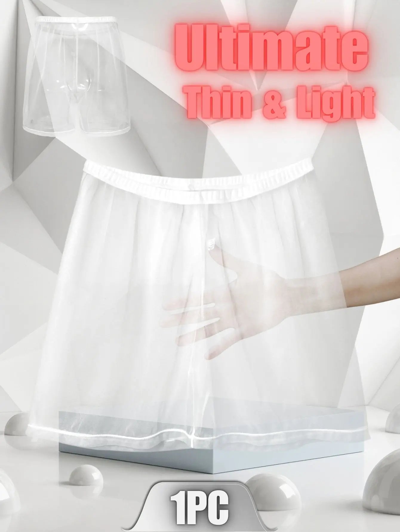 Men's Sheer Elastic Waist Straight Hem Short Lounge Sleep Shorts