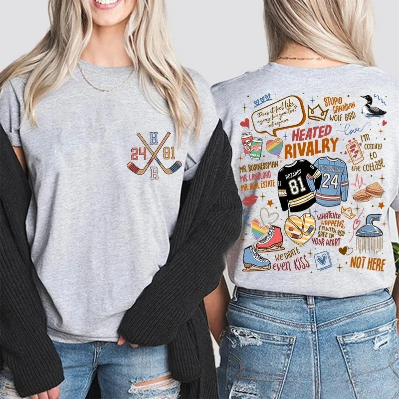 Heated Rivalry Graphic Short Sleeve T-shirt For Sports Outfits