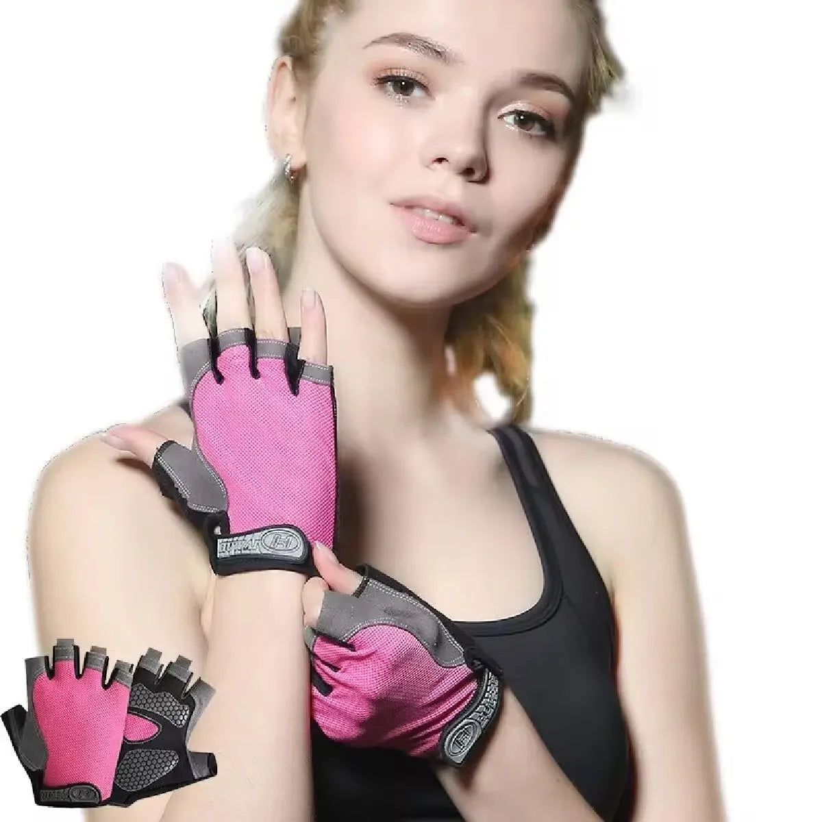 Fingerless Cycling Gloves with Adjustable Short Wrist Straps