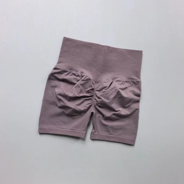 Women's High Waist Scrunch Back Polyester Shorts for Gym Workouts