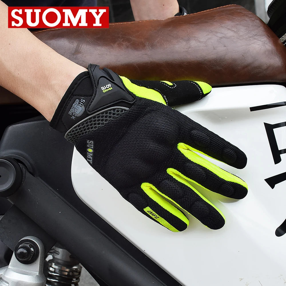 Full Finger Motorcycle Gloves with Shaped Knuckle Panels