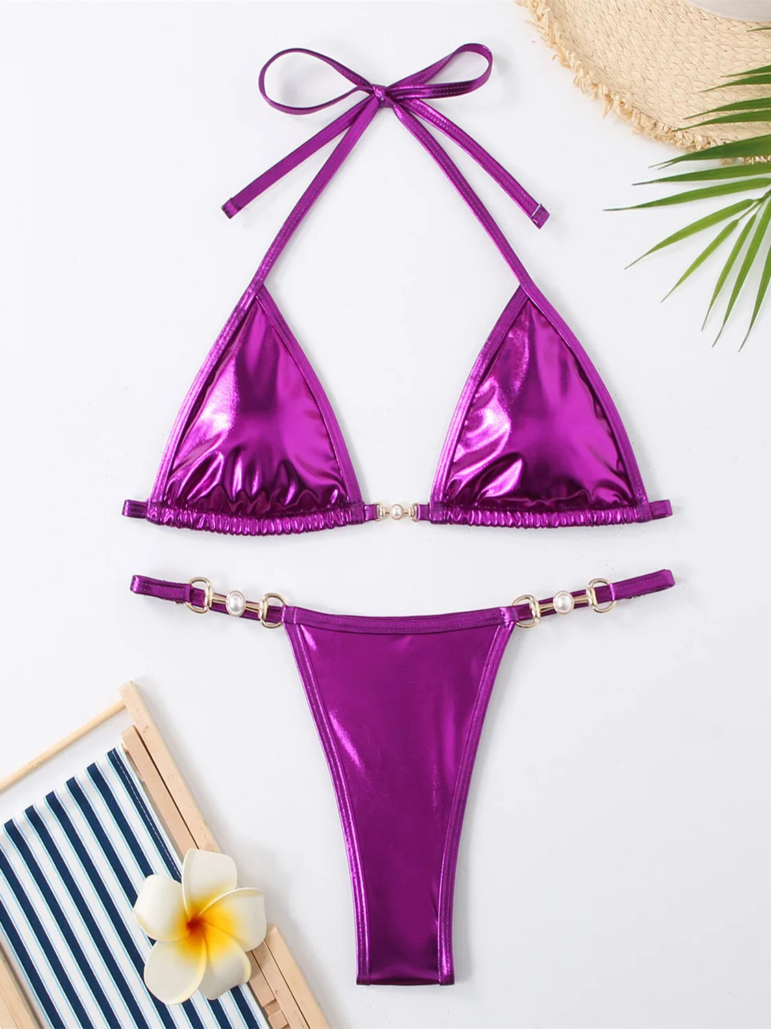 Shiny Pearl Detail Bikini