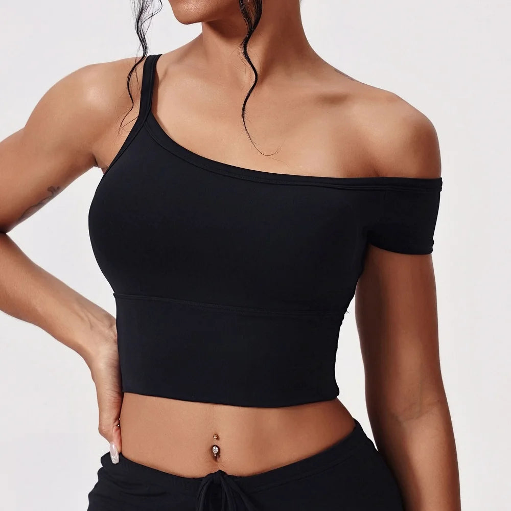 Women's Short-Sleeve Crop Top and Pants Workout Set