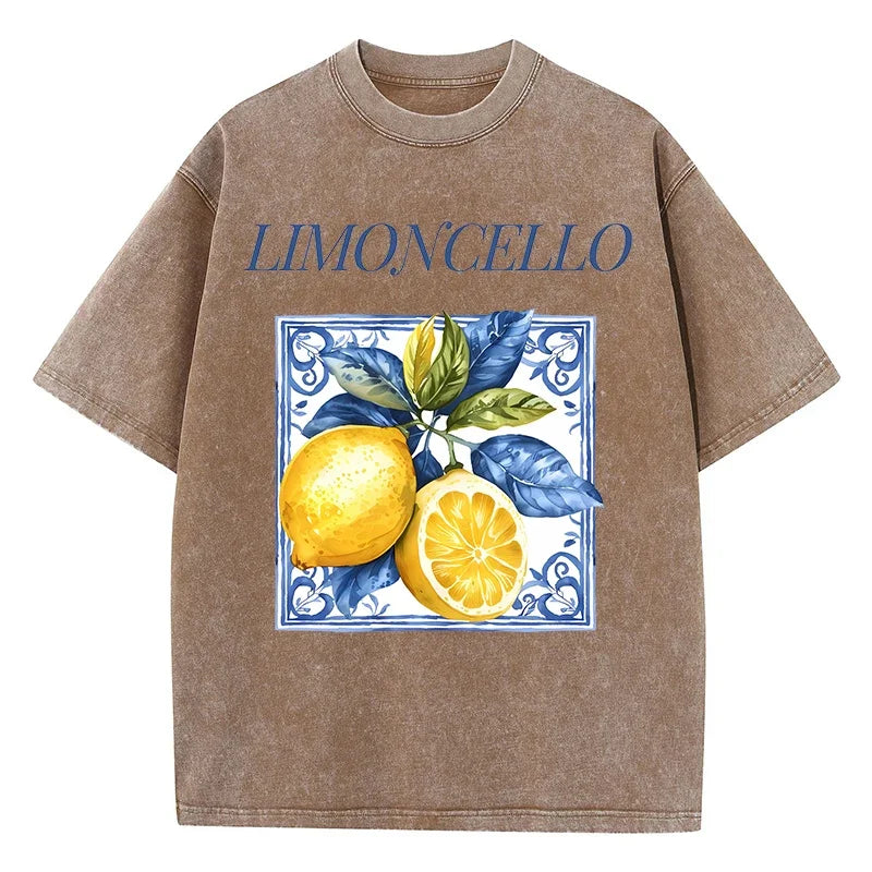 Printed Washed T-shirt Men's Cotton T-shirt Round Neck Comfortable Streetwear Men's Casual Summer Wear