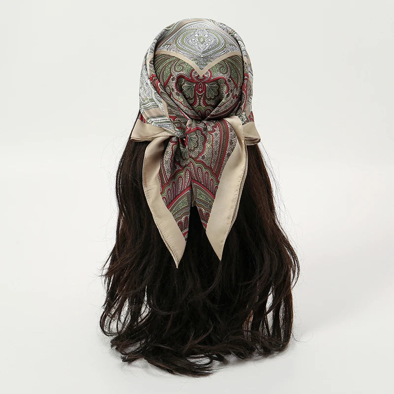 Floral Print Square Scarf for Head and Neck Styling