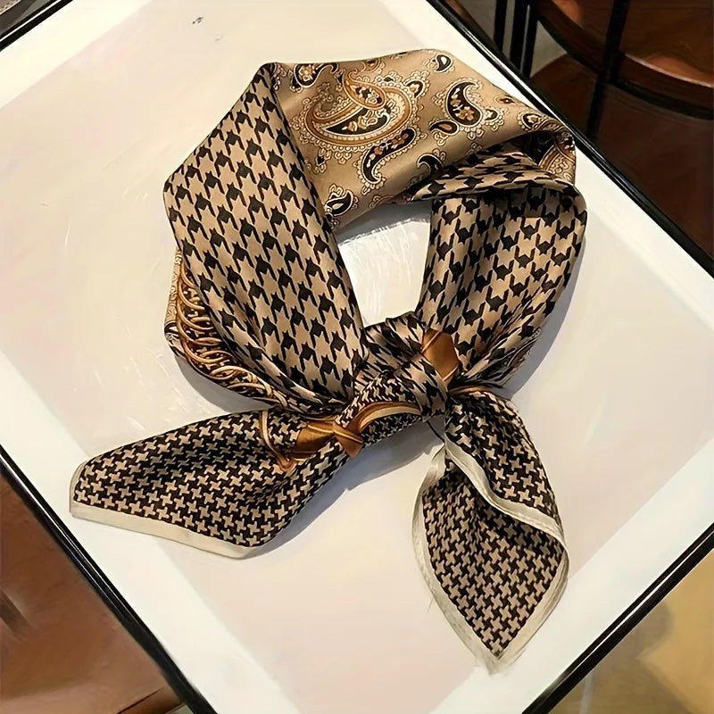 Patterned Square Scarf with Paisley and Houndstooth Style Options