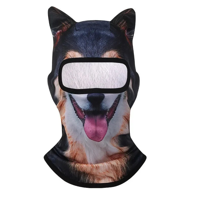 Cat Print Balaclava Hood with Decorative Ear Details