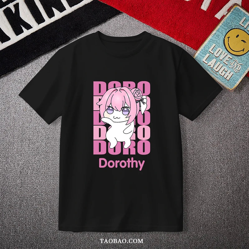 Doro Dorothy Pink Hair Dog Short Sleeve T Shirt Pure Cotton Harajuku Style