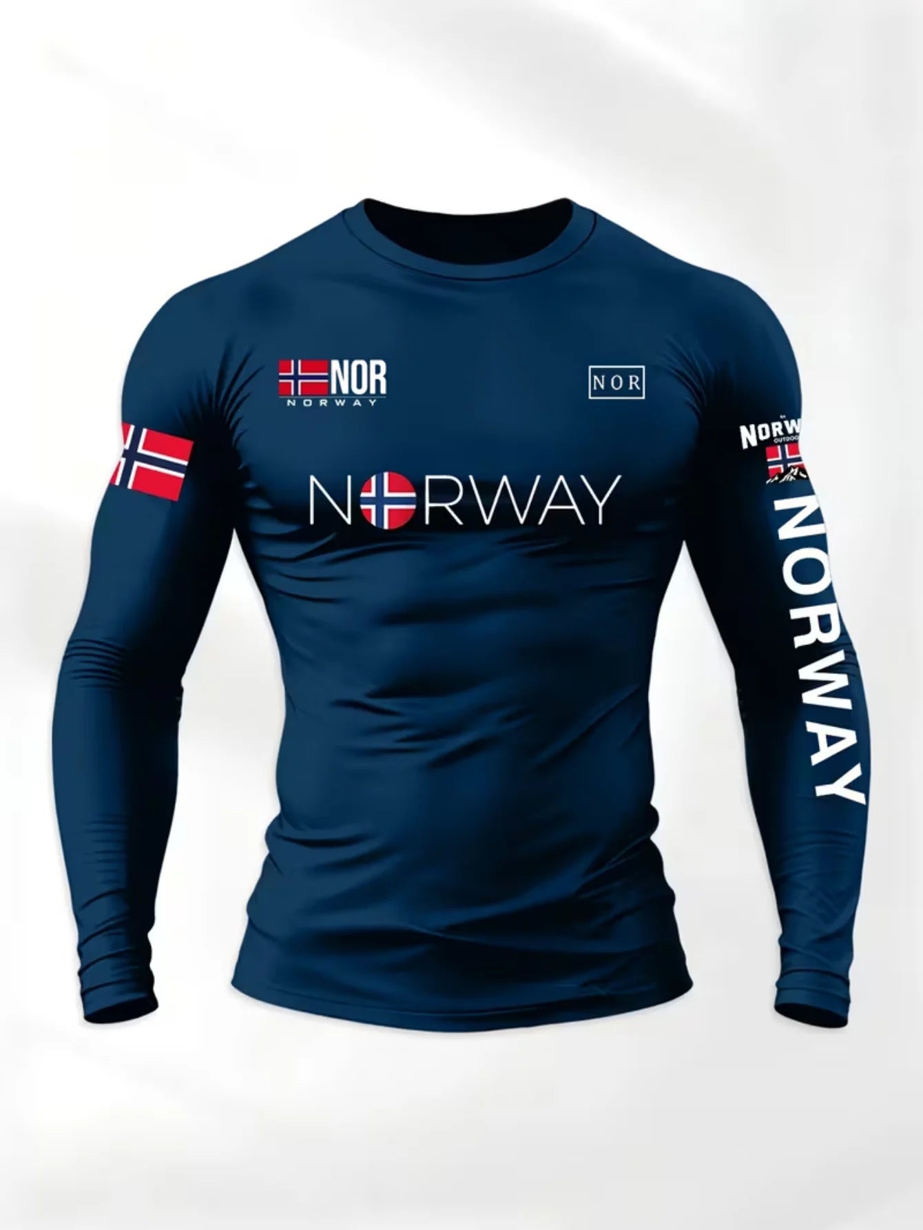 Fitted Crew Neck Long Sleeve Compression T Shirt