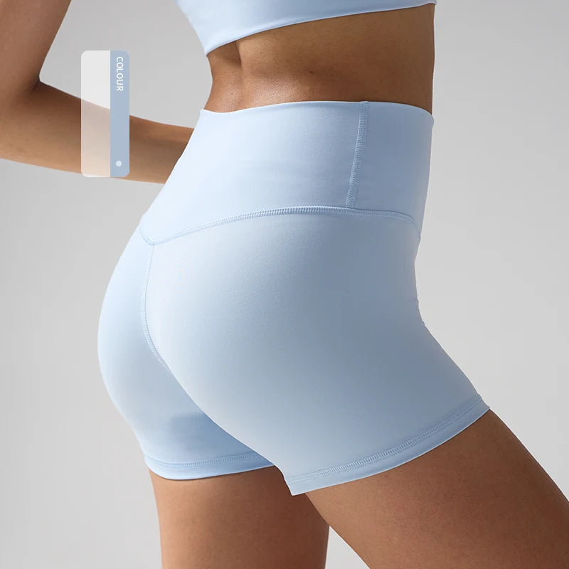 Women's High Waist Nylon Blend Shorts for Yoga and Fitness