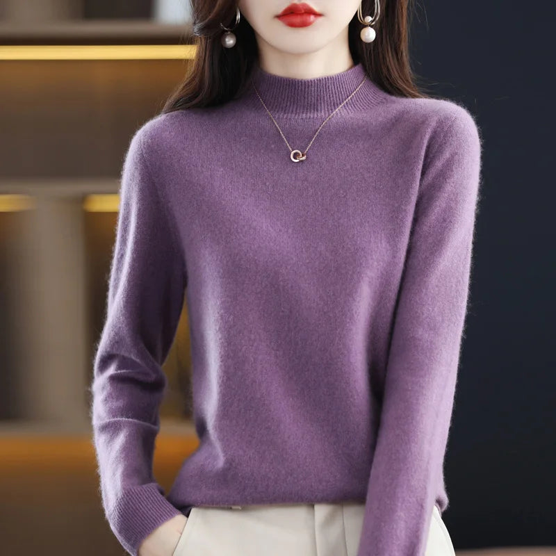 Women's Crew Neck Long Sleeve Sweater Casual Knit Layer