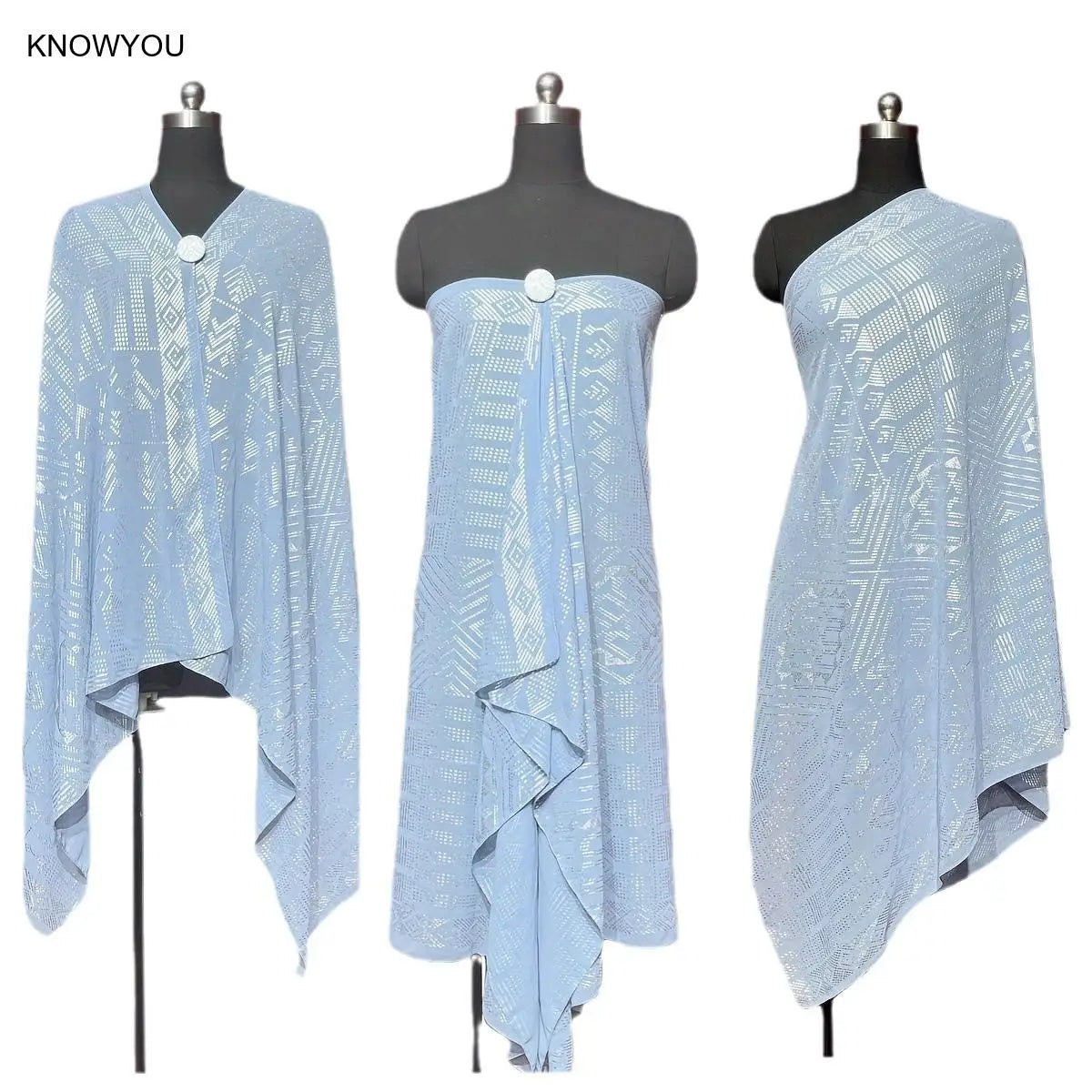 Gold Print Sheer Wrap Scarf for Layering over Outfits