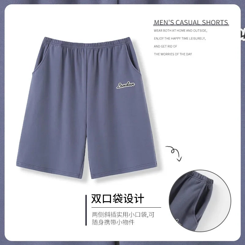 Men's Solid Elastic Waist Pocket Lounge Sleep Shorts with Style Options