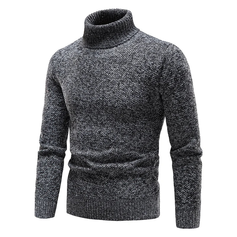 Men's Heathered Turtleneck Long Sleeve Knit Sweater