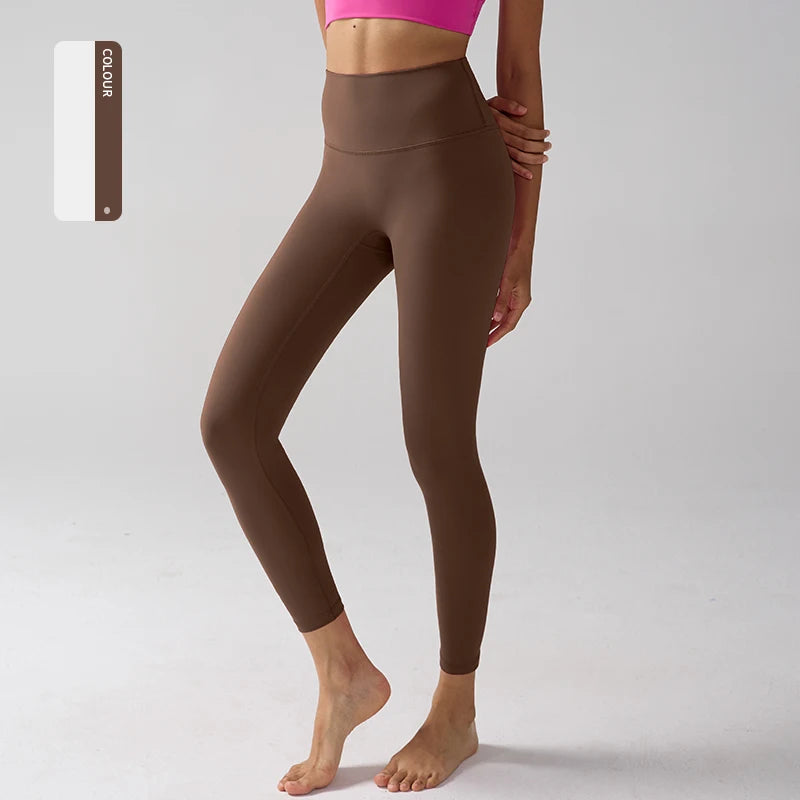 Women's High-Waist Nylon-Elastane Stretch Ankle-Length Yoga Leggings