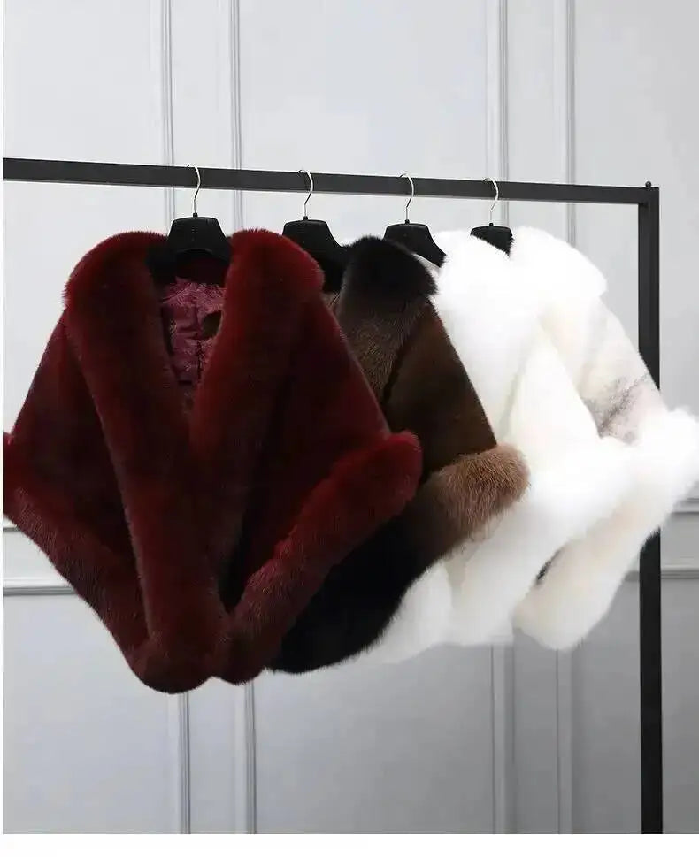 Plush Trim Wrap Cape for Layering over Outfits