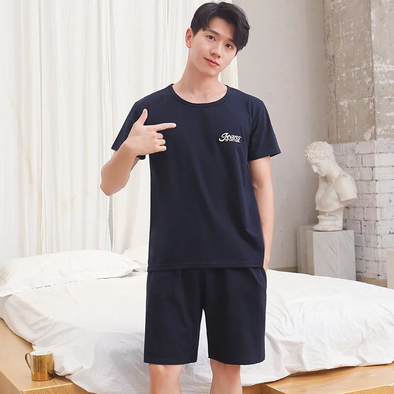 Men's Short Sleeve T Shirt and Shorts Pajama Set