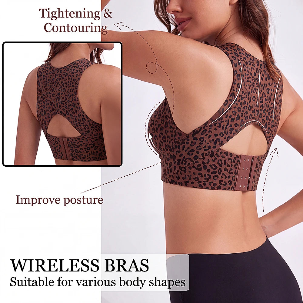 Women's Wide Strap Everyday Bra with Leopard Print Options