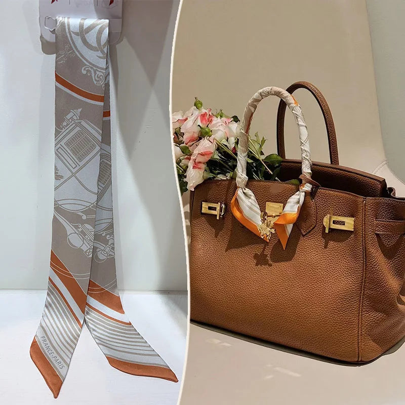 Printed Skinny Scarf for Neck and Bag Handle Styling