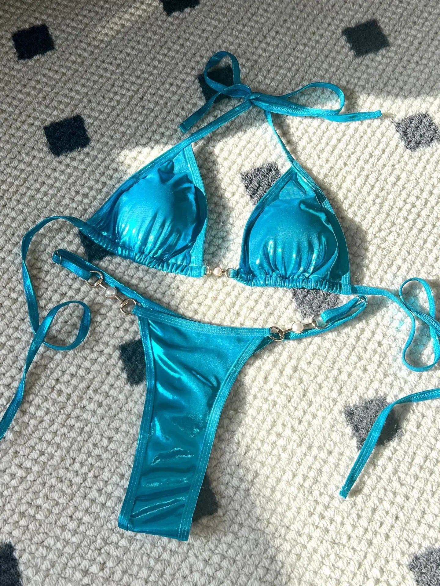 Shiny Pearl Detail Bikini