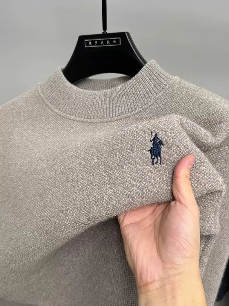 Men's Embroidered Crew Neck Long Sleeve Knit Sweater