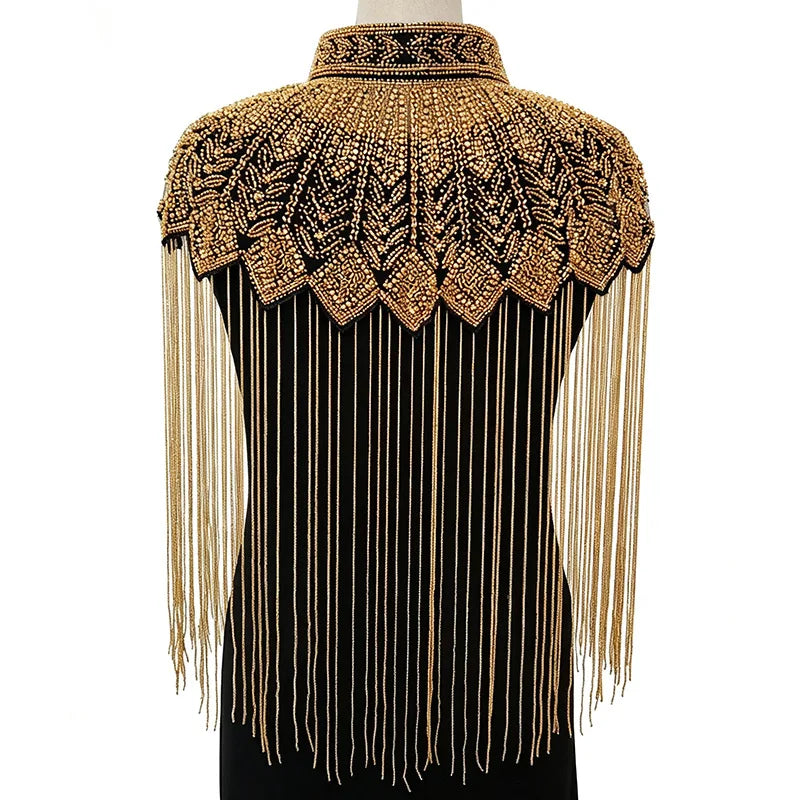 Embroidered Long Fringe Cape for Layering over Outfits