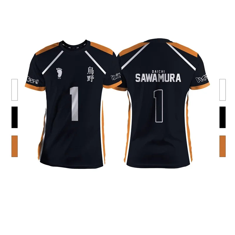 Anime Number Volleyball Short Sleeve T-shirt For Sports Outfits