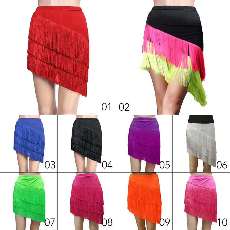 Women's Fringe Mini Latin Dance Skirt for Ballroom and Salsa Outfits